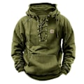 Miniatyrbillede 1 af 7: Herremode Casual Rem Top Lommer Ensfarvet Hættetrøje Langærmet Top Army Green Army Green 3XL