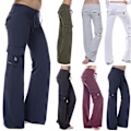 Pikkukuva 1 / 3: Naisten Korkea Vyötärö Napillinen Löysät Taskut Pilates Stretch Joogahousut vihreä green 4XL