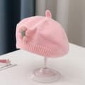 Små flickor vintervarma franska baskermössor med blommor småbarn baby barn mössa stickad ull konstnärsmössa Pink