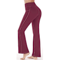 Pikkukuva 3 / 4: Joogahousut naisille taskuilla, korkeavyötäröiset treenihousut naisille, bootcut-työhousut, siistit housut, viininpunainen Wine Large