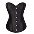 Miniatyrbilde 1 av 5: Dame Bustier Korsett Topp Sexy Undertøysett Svart Sateng Midjeinnstrammer SVART BLACK XL