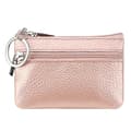 Nyckelmyntväska i läder med dragkedja Rose Gold