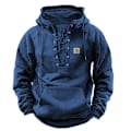Miniatyrbillede 1 af 7: Herremode Casual Strop Top Lomme Ensfarvet Hættetrøje Langærmet Top Blå Blue 3XL