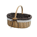 Miniatyrbillede 2 af 2: Picnickurv Gavekurv Vævede Opbevaringskurve Linned Inderkurv Til Opbevaring Anvendelse Størrelse S (Primær Farve Kaffe Stof Med Hvide Prikker) 26*20cm 26*20cm