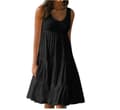 Sommarklänning dam lös passform volang mini strand casual semester Black L