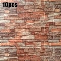 Pikkukuva 2 / 8: 10 kpl 3D Tiili Seinätarra Itseliimautuva Tapetti punainen red 10PCS