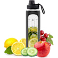 Pikkukuva 3 / 5: 946 ml lasipullo aikatarkistusmuistutuksella, 1 litran lasipullo, BPA-vapaa, (musta suojus) Black
