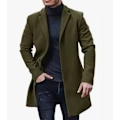 Miniatyrbilde 1 av 3: Ullfrakk for menn, mellomlang trenchcoat Army Green Army Green XXL