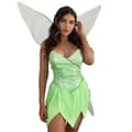 Féklänning för kvinnor, Tinker Bell, grön älvkostym med gröna vingar Grön Green S