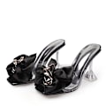 Miniatyrbillede 1 af 5: Transparenta Dameslippers Sommer Mode Rosa Roset Designer Sandaler Transparenta Hæle Sort Black 45
