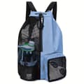 Mesh Dragsko Simväska med Våtfack — Strand- & Gymryggsäck (Bästsäljare)(20-35L) Sky Blue