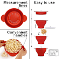 Miniatyrbilde 7 av 8: Popcornbolle Silikon Mikrobølgebolle for Popcorn - Sammenleggbar rød rød
