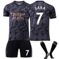 22-23 Arsenal Udebane Børnefodboldtrøje Sæt med Strømper Nr. 7 Saka Saka 24