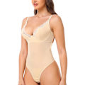 Miniatyrbilde 1 av 6: Slankende Shapewear Body Bue Kontroll Truser Body Shaper Bryllupsfest Modellering Undertøy Tanga Innebygd BH Camisoler Beige Dame L Beige