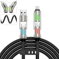 Pikkukuva 1 / 7: 240W 4-in-1 USB-C -kaapeli, monilaturi hengitysvalolla, PD 5A nopea monilataus ja datan synkronointi silikoni yhteensopiva iPhone Samsung [qb] musta 1.5m Black