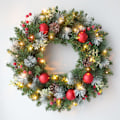 Miniatyrbild 5 av 5: Julkrans för Dörrdekoration med Kottar Bär Snöflingor (30CM, 20 LED-lampor)