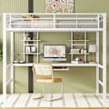 Miniatyrbild 2 av 5: Lit mezzanin 140x200cm - Vit - Metall - Inbyggt skrivbord - Hyllor - 2 platser Vit