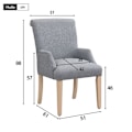 Miniatyrbild 3 av 6: Set med 4 Matstolar, Kökstol i Linne, Klädd Sits, Ben i Massivt Trä, Grå Grå