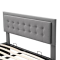 Miniatyrbild 6 av 6: Lit med förvaring 140x190 cm - Modern - Grått sammet - Justerbar huvudgavel - 2 förvaringslådor - 2 platser Grå