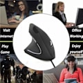 Miniatyrbilde 3 av 3: Venstrehendt vertikal ergonomisk mus kablet optisk mikrofon