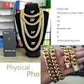 Miniatyrbilde 4 av 5: Miami Cuban Link-kjede for menn i 18K gull 15mm rustfritt stål med CZ diamant choker (20.0 tommer)