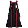 Pikkukuva 1 / 2: Hallown Naisten Eurooppalainen Keskiaikainen Hovi Fantasia Vampyyri Cosplay Puku Karnevaali Vintage Olkaimeton Pitkähihainen Kuningatar Elegantti Mekko 12A Musta 12A Black S