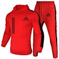 Miniatyrbillede 1 af 6: 2-delt mænds træningsdragt 2024 efterår vinter jogging sportstøj sæt sweatshirts hættetrøjer jakker og sweatpants mænds tøj rød H red H L
