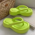 Miniatyrbillede 1 af 5: EVA tyksålede slippers til kvinder med sildebensmønster, høje skridsikre sandaler, strandsko, sommer mode, bløde clip-on flip-flops grn green 40-41(foot24.5-25cm)