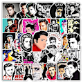 Pikkukuva 2 / 5: 50 kpl Elvis Presley Graffiti Vedenpitävät Tarrat Matkalaukku Kannettava Tietokone Skeittilauta Jääkaappi Kypärä Vesikuppi Tukkumyynti