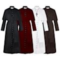 Pikkukuva 2 / 2: Yksivärinen papin asu keskiaikainen retro cosplay-asu ristikaulakorulla (musta) viininpunainen burgundy xl