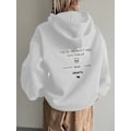 Miniatyrbillede 1 af 5: Dazy Slogan Grafisk Drop Shoulder Lynlås Hvid Hvid White L