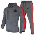 Miniatyrbillede 5 af 6: 2-delt mænds træningsdragt 2024 efterår vinter jogging sportstøj sæt sweatshirts hættetrøjer jakker og sweatpants mænds tøj sort black L