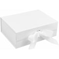 Miniatyrbillede 2 af 5: Hvide Magnetiske Gaveæsker med Låg, 265x190x80 mm Store Gaveæsker til Gaver, Luksuriøs Robust Foldbar Pap med Bånd, Magnetisk Lukning ( Orange