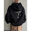 Miniatyrbillede 1 af 5: Dazy Slogan Grafisk Drop Shoulder Lynlås Sort Sort Black L