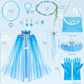 Miniatyrbild 5 av 5: Prinsesscape-set, 12 st Prinsesskläder för små flickor, Prinsessklänningar för flickor 3-8 år Födelsedagspresent Blue