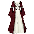 Miniatyrbillede 2 af 2: Hallown Dame Europæisk Middelalderlig Hof Fancy Vampyr Cosplay Kostume Karneval Vintage Stropløs Langærmet Dronning Elegant Kjole 12A Blå 12A Blue M
