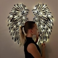 Miniatyrbild 4 av 5: 1 par ängelvingar metallväggkonst med LED-ljus, ängelvingar i metall väggdekor, ängelvingar väggskulptur konst väggdekoration för hemmakontor