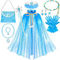 Miniatyrbild 1 av 5: Prinsesscape-set, 12 st Prinsesskläder för små flickor, Prinsessklänningar för flickor 3-8 år Födelsedagspresent Blue