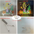 Miniatyrbillede 3 af 5: LED-tavle med farver, akryl whiteboard med lys, lysende akryl tavle, oplyst whiteboard med stativ der lyser