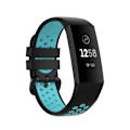 Miniatyrbillede 1 af 5: Fitbit Charge 4/3 Silikone Træningsarmbånd Sort/Cyan