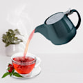 Miniatyrbilde 4 av 4: Porselen tekanne med SLS lokk og avtakbar sil, 550ml keramisk stubbe-tekanne for blomstrende og løs te Dark Green