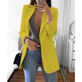 Pikkukuva 1 / 4: Naisten bleiseri, työ- ja toimistobleiseri, rento pitkähihainen päällysvaate, lonkkapituinen Keltainen Yellow 4XL