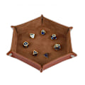 Miniatyrbild 6 av 7: Tärningsbricka i läder, hopfällbar tärningsbricka i hexagonform, lämplig för tärningsspel Blue