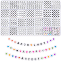 Miniatyrbilde 1 av 7: 1820 stk. bokstavperler, 28 stiler alfabetperler fargerike smiley-perler hjerteperler for armbånd- og smykkelaging Whtie
