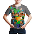 Miniatyrbild 1 av 3: Barn Pojkar Minecrafts Motiv T-shirt Kortärmad Grafisk Tryckt Topp Presenter B 120cm