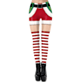 Miniatyrbild 5 av 11: Kvinnors jul leggings skinny tomtedräkt stretchbyxor A