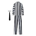 Miniatyrbild 3 av 6: Beetlejuice Halloween Cosplay Kostym Ghosty Randig Outfit Set Herr Fancy Dress L