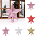 Miniatyrbild 1 av 4: Julgransstjärna i glitter, julgransprydnad red 15cm