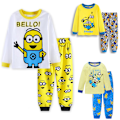 Miniatyrbild 2 av 3: Barn Despicable Me Minions Pyjamas Långärmad T-shirt Byxor Sovkläder Pjs Set A 110cm