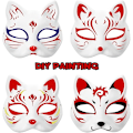 Miniatyrbillede 3 af 5: 10 stk. Kattemasker til Maling, Dyreudklædningsmasker DIY Hvide Halvmasker til Maskerade Halloween Børn Cosplay Masker Kostumefest Favoritter
